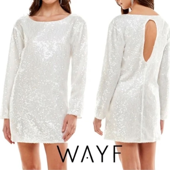 NWT WAYF White Sequin Dress - Picture 1 of 4